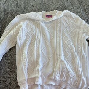 Edikted Cream Cable Knit Sweater